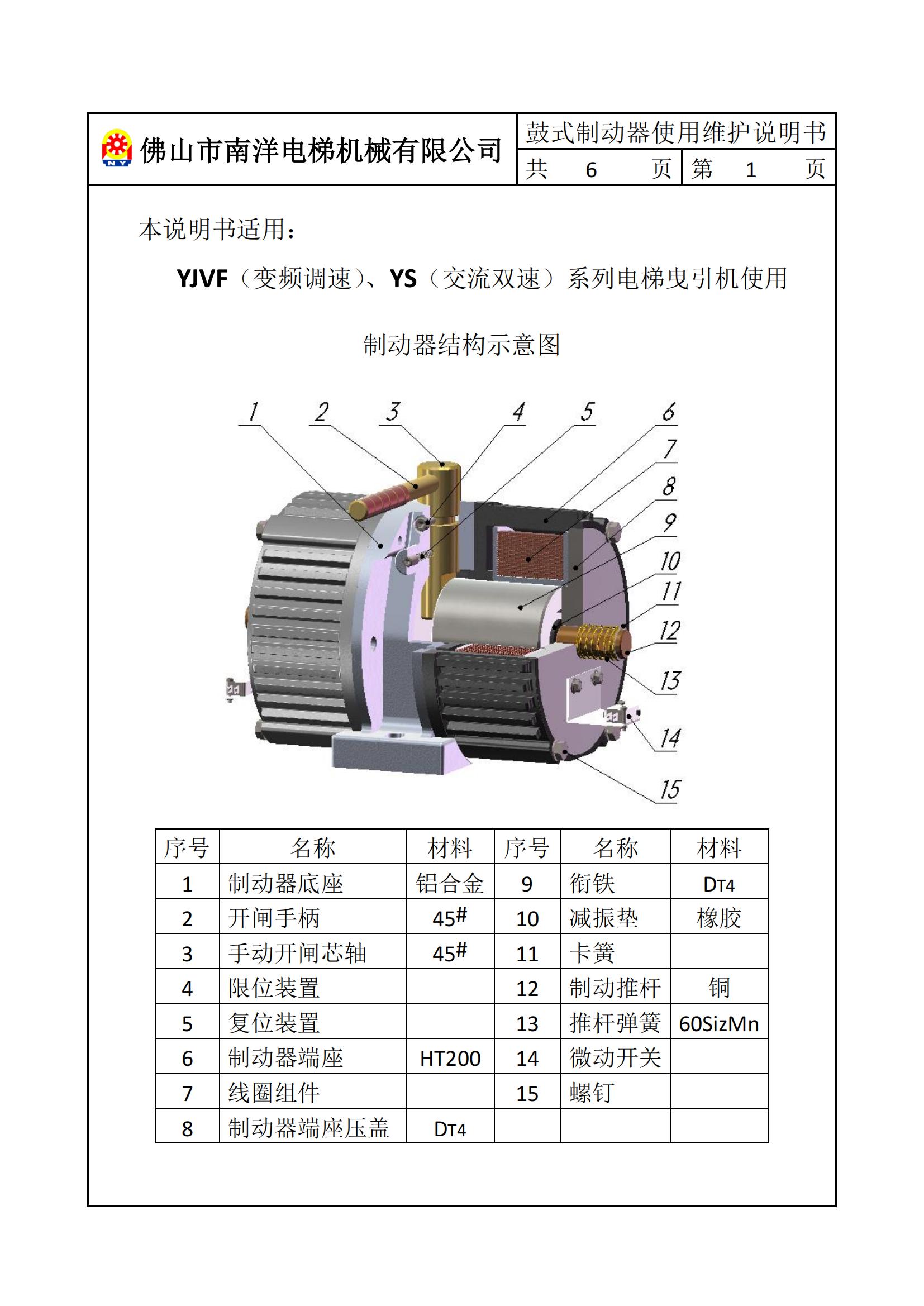 鼓式制动器使用维护说明